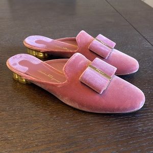 Salvatore Ferragamo sciacca bow-embellished velvet mules
